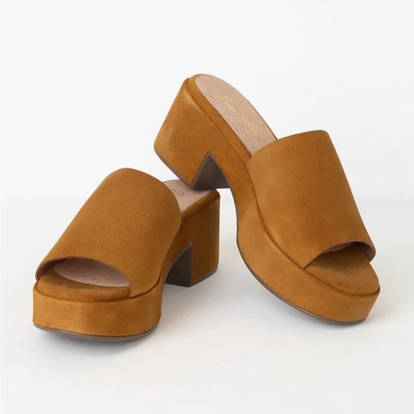 One of a Kind Seychelles Cognac Suede Leather Platform Sandals Size 10 - Picture 1 of 11